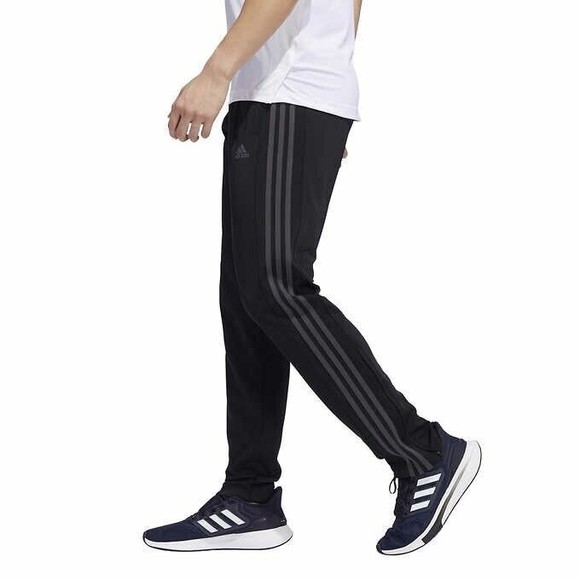 adidas Other - Adidas Essential Tricot Zip Pants Men S Black Gray Stripes Logo Warmup Track NEW